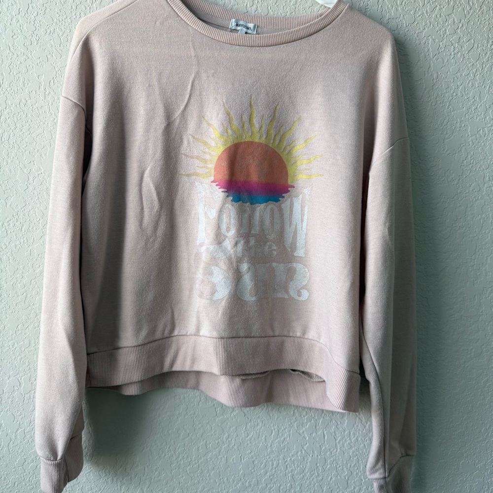 Kensie Pink Sweatshirt with Sun Graphic